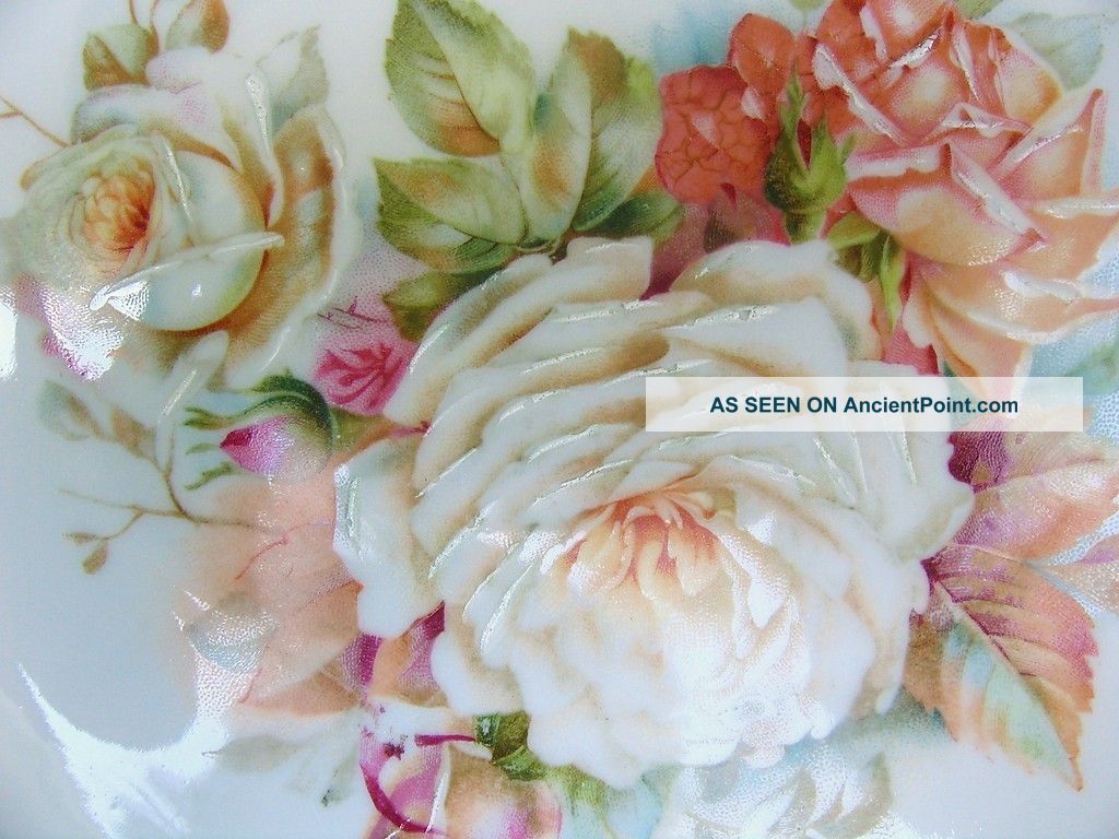Antique C.  T.  Altwasser Roses Plate Transfer & Hand - Painted,  Silesia Plates & Chargers photo