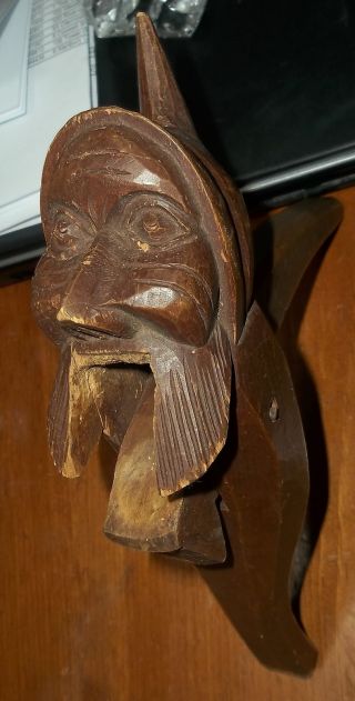 Antique Hand Carved Blackforest Wood Figural Gnome Nutcracker C.  1920 Nr photo