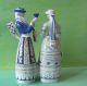 Hungarian Couple Fantastic Blue/whitevintage Hollohaza Porcelain Deco Statuette Figurines photo 2