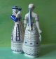 Hungarian Couple Fantastic Blue/whitevintage Hollohaza Porcelain Deco Statuette Figurines photo 3