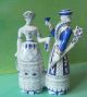 Hungarian Couple Fantastic Blue/whitevintage Hollohaza Porcelain Deco Statuette Figurines photo 5