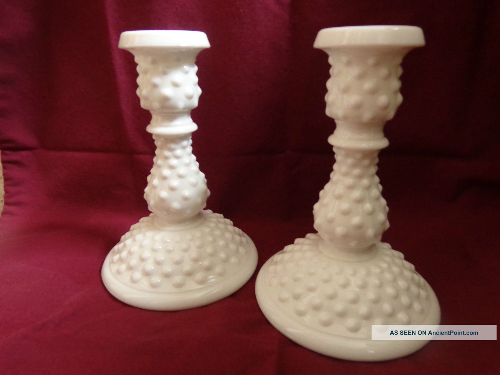 2 - Vintage Tall Fenton Hobnail Milkglass Euc Vases photo