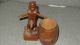 Wood Man In A Barrel - Risque Comedic Toy 40 - 50 ' S Era Carved Figures photo 1