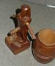 Wood Man In A Barrel - Risque Comedic Toy 40 - 50 ' S Era Carved Figures photo 2
