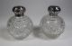 Antique William Devenport Pair Cut Glass & Sterling Perfume Bottles & Mirror Perfume Bottles photo 1