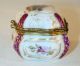Hand Painted Porcelain Box Rococo Courting Scene Blue Crossed Swords & Dot Mark Boxes photo 2