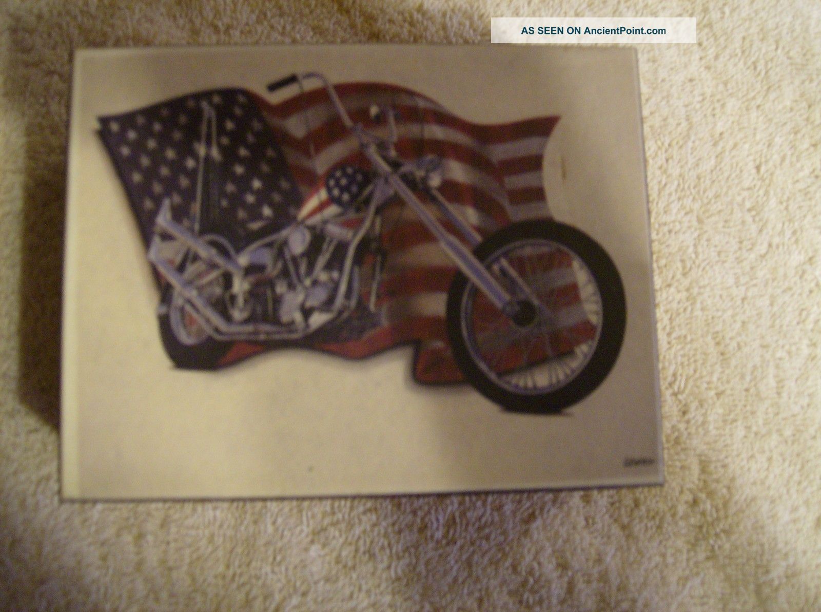 American Flag And Easy Rider Motorcycle Decorated Wooden Box Boxes photo