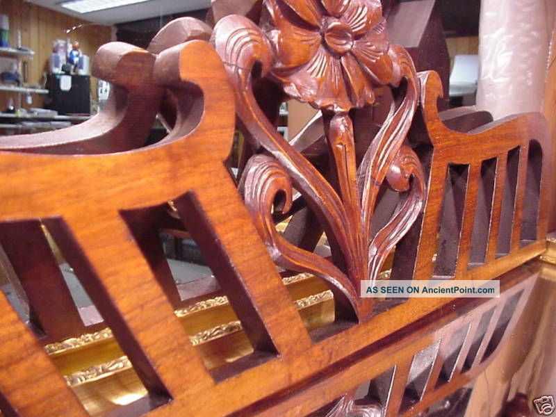 Carved Crown Topper Pediment Mantel Molding Large Headboard Antique Mahogany Art Other photo