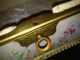 Antique 1869 Brass Porcelain Hand Painted Victorian Jewelry Box Signed With Key Boxes photo 1