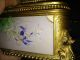 Antique 1869 Brass Porcelain Hand Painted Victorian Jewelry Box Signed With Key Boxes photo 2