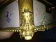 Antique 1869 Brass Porcelain Hand Painted Victorian Jewelry Box Signed With Key Boxes photo 3