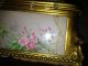 Antique 1869 Brass Porcelain Hand Painted Victorian Jewelry Box Signed With Key Boxes photo 4