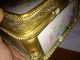 Antique 1869 Brass Porcelain Hand Painted Victorian Jewelry Box Signed With Key Boxes photo 5