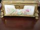 Antique 1869 Brass Porcelain Hand Painted Victorian Jewelry Box Signed With Key Boxes photo 7