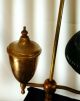Vintage American Brass Student Lamp Green Case Glass Shade Electrified Lamps photo 3