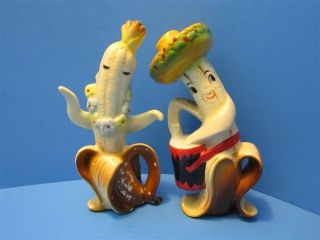 Vintage Ceramic Anthropomorphic Chiquita Bananas Salt & Pepper Shaker Japan photo