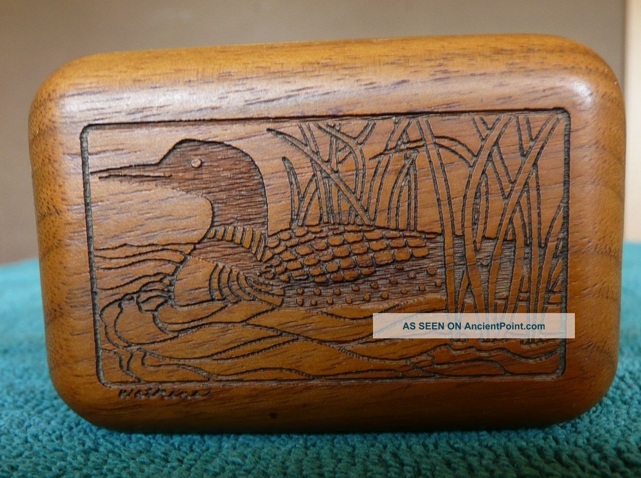Vintage Signed Corporate Custom Products Hardwood Box With Duck Boxes photo
