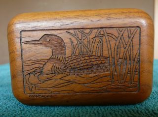 Vintage Signed Corporate Custom Products Hardwood Box With Duck photo