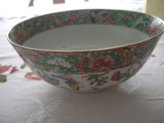 Chinese Enameled Porcelain Rose Canton Bowl With Gilt Trim C 1860 photo