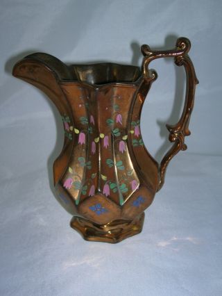 Antique Staffordshire Copper Luster (lustre) Milk Jug Circa 1840 photo
