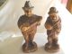 5 Old Hand Carved Wooden Figures Western Cowboys Mountain Men Music Instruments Carved Figures photo 9