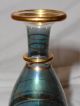 Antique Egyptian Perfume Bottle/ Green Etched / Gilt Gold 24kt Trim /stopper Perfume Bottles photo 5