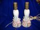Pair Ceramic Lamps With Orchid Design; Wm F.  B.  Johnson; Hand Decorated; Old Lamps photo 3