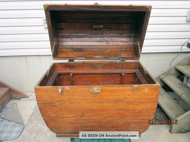 Vintage Antique?? Wooden Trunk/chest Very Good Condition Pick - Up Only Boxes photo