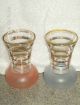 Vintage Frosted Glass Vases 3 (2 Pink 1 Blue) Gold Tone Trimmed Vases photo 1