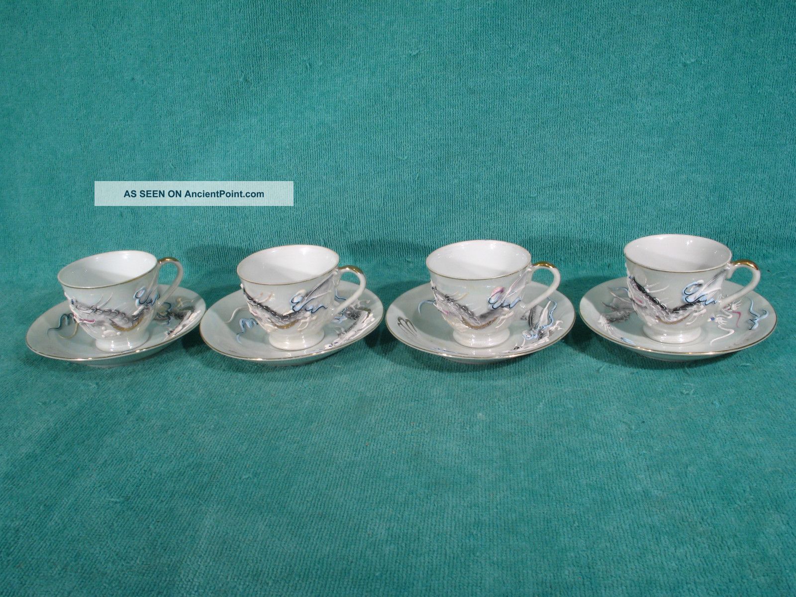 Betsons Handpainted Japan Dragon Ware Set Of 8 Tea Cups & Saucers Cups & Saucers photo