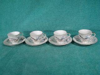 Betsons Handpainted Japan Dragon Ware Set Of 8 Tea Cups & Saucers photo