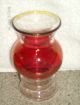 Vintage Red Glass Vases Gold Tone Trimmed 2 Cute Vases photo 2