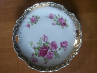 Vintage China Plate - Transferware Roses,  Hand Painted Gold Edging photo