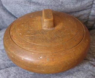 Swedish Old Wooden Round Bowl W.  Lid 1800s photo