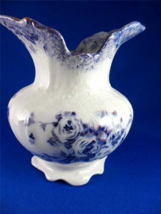 England Antique Wh Grindley & Margot Mark Flow Blue Flower Vase 4.  75 