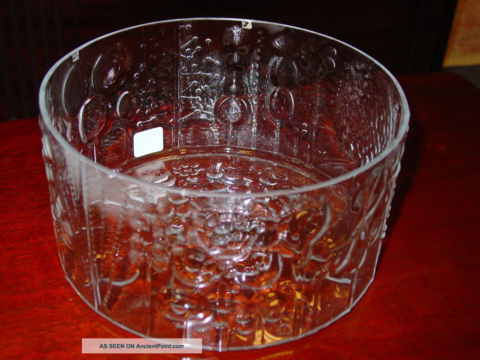 Gorgeous Deep Clear Glass Bowl From Finnland With Geometric/floral/fruit Designs Bowls photo
