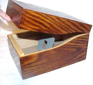Vintage Tiger Eye Wood Tung Groove Office File Box Hedberg Co Marion Wisc Usa photo