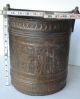 Antique Copper Embossed Engraved Pail - Bronze Brass Handle - Religious Art Bucket Metalware photo 6