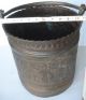 Antique Copper Embossed Engraved Pail - Bronze Brass Handle - Religious Art Bucket Metalware photo 7