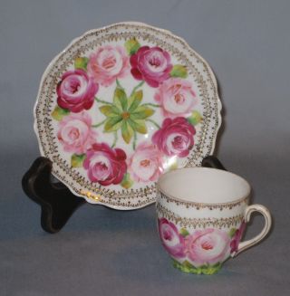 Royal Demitasse Cup And Saucer W/pretty Roses,  Vintage Austria 1930s - Espresso photo