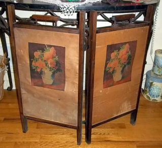 Lovely Early 1900 ' S Victorian Sewing Caddy / Floral Screen 