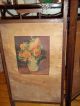 Lovely Early 1900 ' S Victorian Sewing Caddy / Floral Screen 