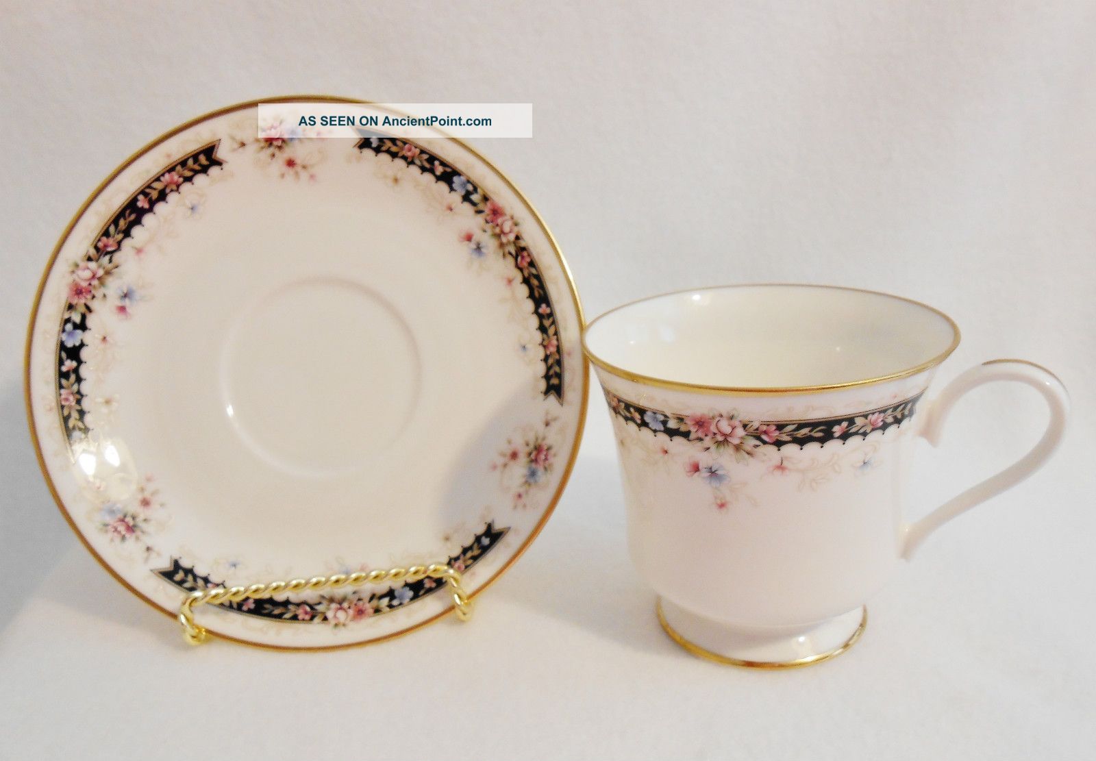Collectible Gorham Nocturne Pattern Footed Tea Coffee Cup And Saucer Set Cups & Saucers photo
