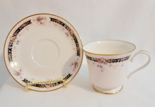 Collectible Gorham Nocturne Pattern Footed Tea Coffee Cup And Saucer Set photo