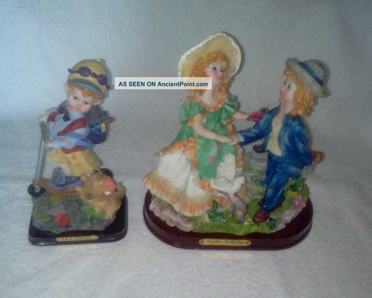 Boy & Girl Figurines (2) Little Boy On Scooter Figurines photo