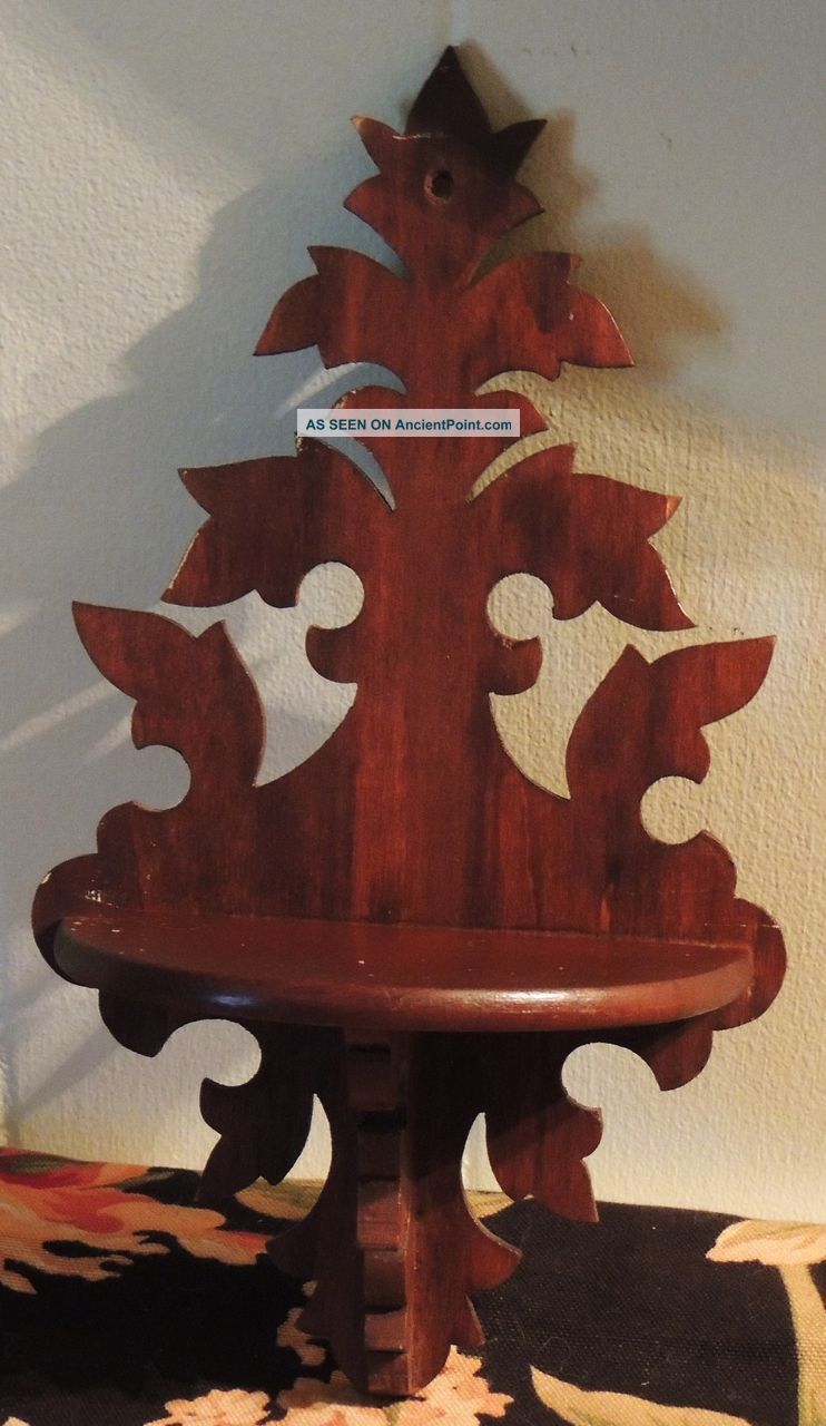 Antique Victorian Small Walnut Wood Fretwork Fret Shelf Other photo
