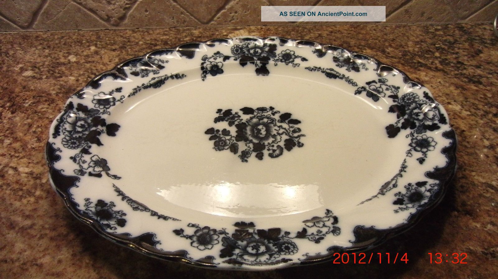 Antique Platter Gresham England Blue And White B & S Rd7923 Platters & Trays photo