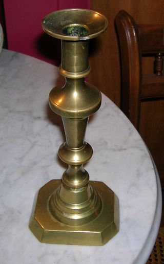 Victorian Single Push - Up Style Brass Candlestick Ca 1870 - 1880 photo