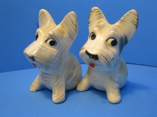 Vintage Ceramic Anthropomorphic Dogs Lot Salt & Pepper Shaker Japan 1950 photo