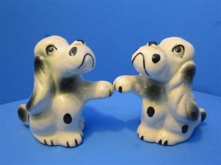 Vintage Ceramic Anthropomorphic Dogs Lot Salt & Pepper Shaker Japan 1950 photo